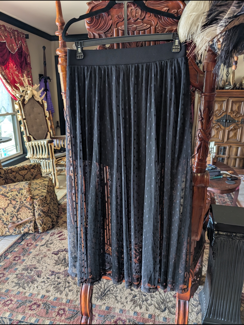 torrid Black Sheer Polka Dot Maxi Skirt with Shorts